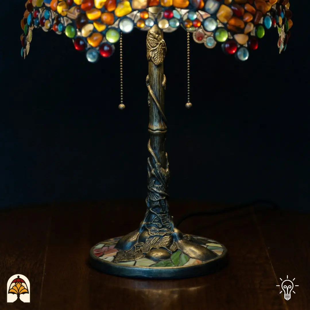 Lampe Tiffany - lampe de table - Mosaic Garden Amber Lumière Decor