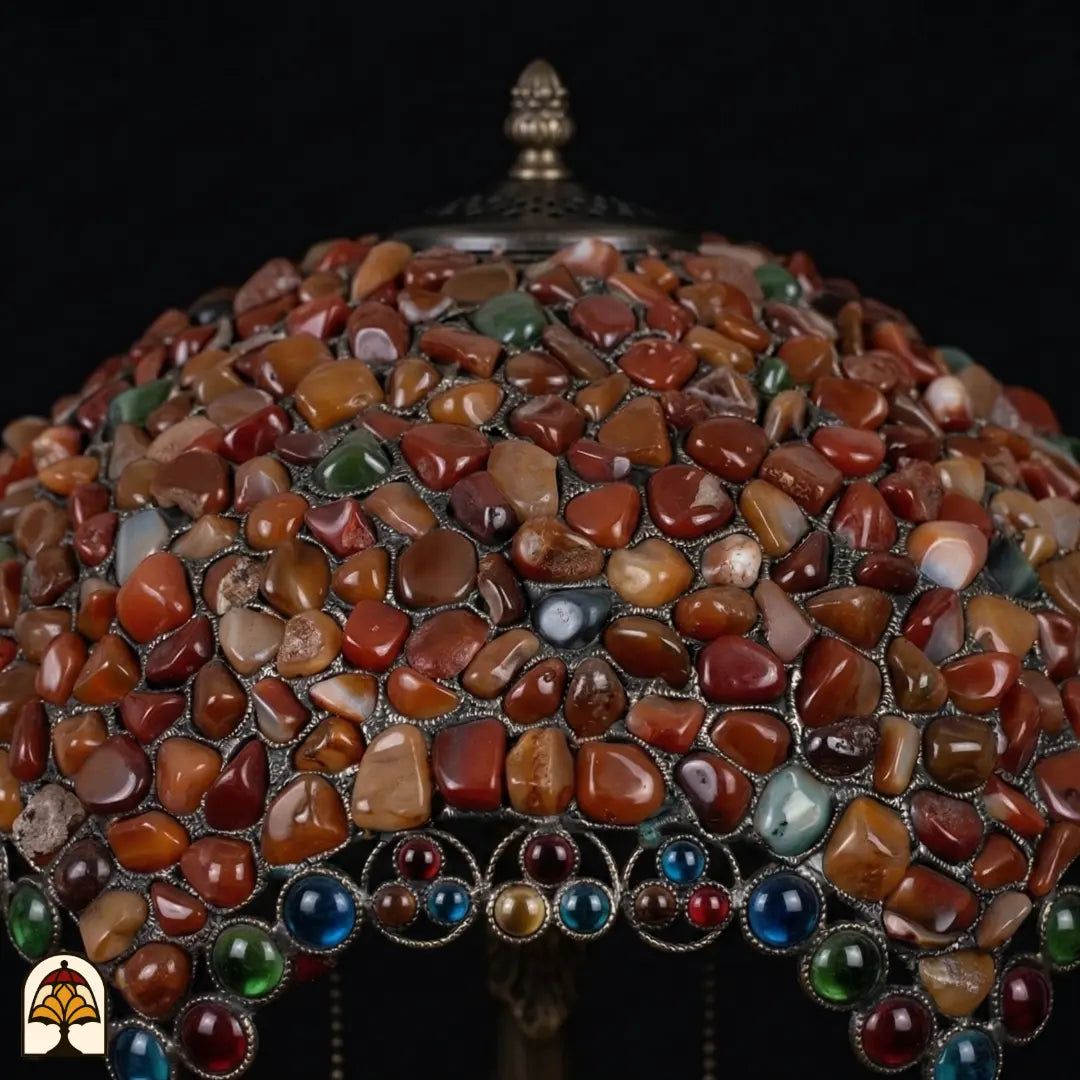 Lampe Tiffany - lampe de table - Mosaic Garden Amber Lumière Decor