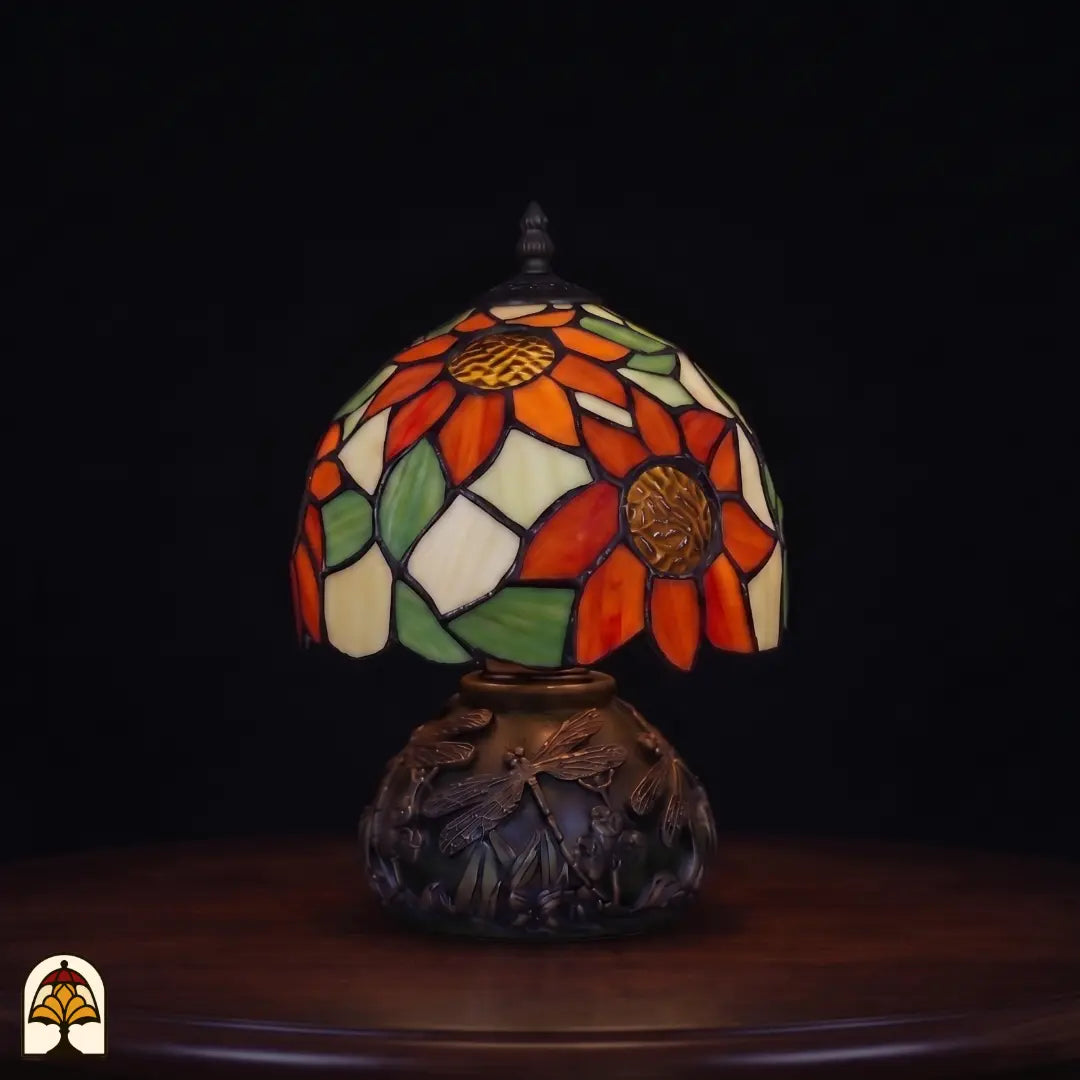 Lampe de table Tiffany Solea Radix ⌀20 cm éteinte – couleurs à la lumière du jour orange, jaune et vert