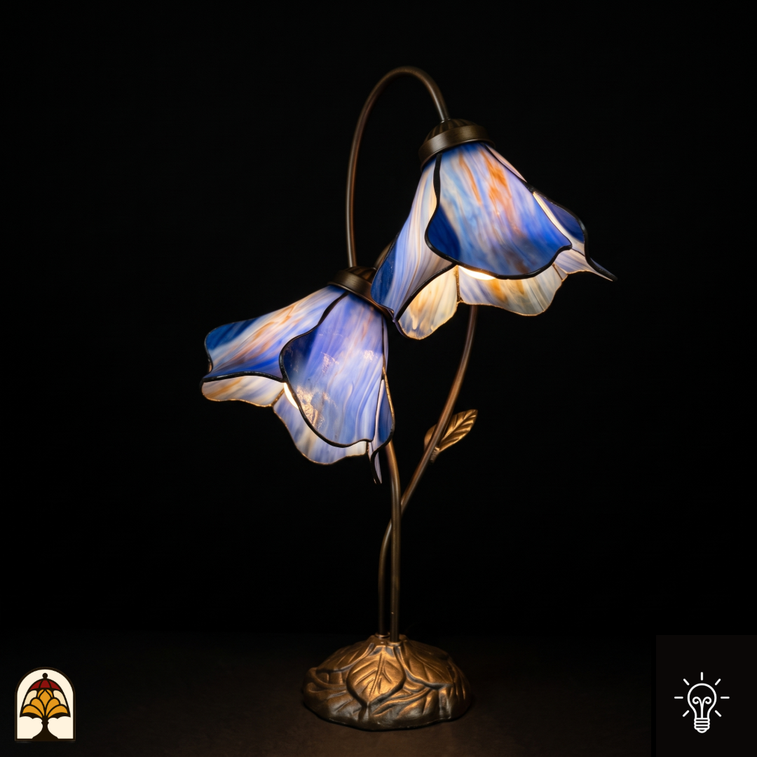 Tiffany tafellamp Lotus Viola Doppio ⌀20 cm – productfoto 1
