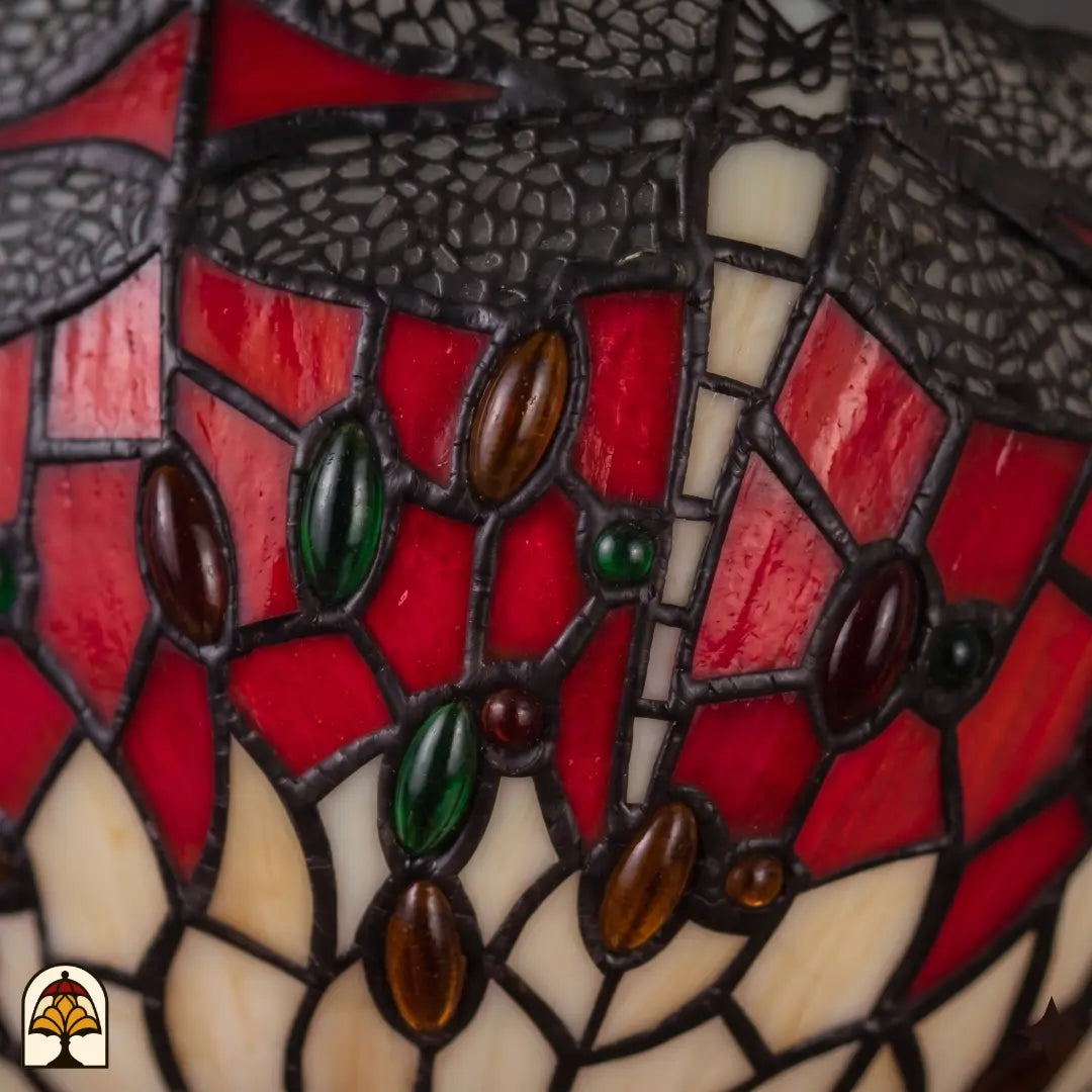 Applique murale Tiffany Libellula Rossa éteinte – couleurs à la lumière du jour rouge et crème