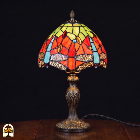 Lampe Tiffany | Lampe de table Tiffany Libellula Azul ⌀20 cm