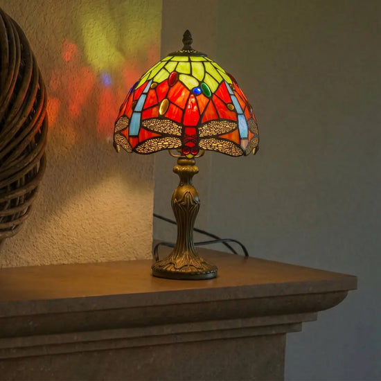 Lampe Tiffany | Lampe de table Tiffany Libellula Azul ⌀20 cm
