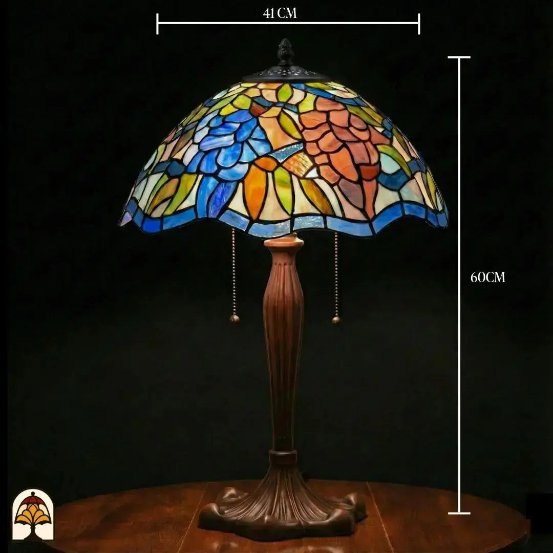 Schéma des dimensions lampe de table Tiffany Florentia Blu, largeur de l'abat-jour 41 cm, hauteur totale 60 cm