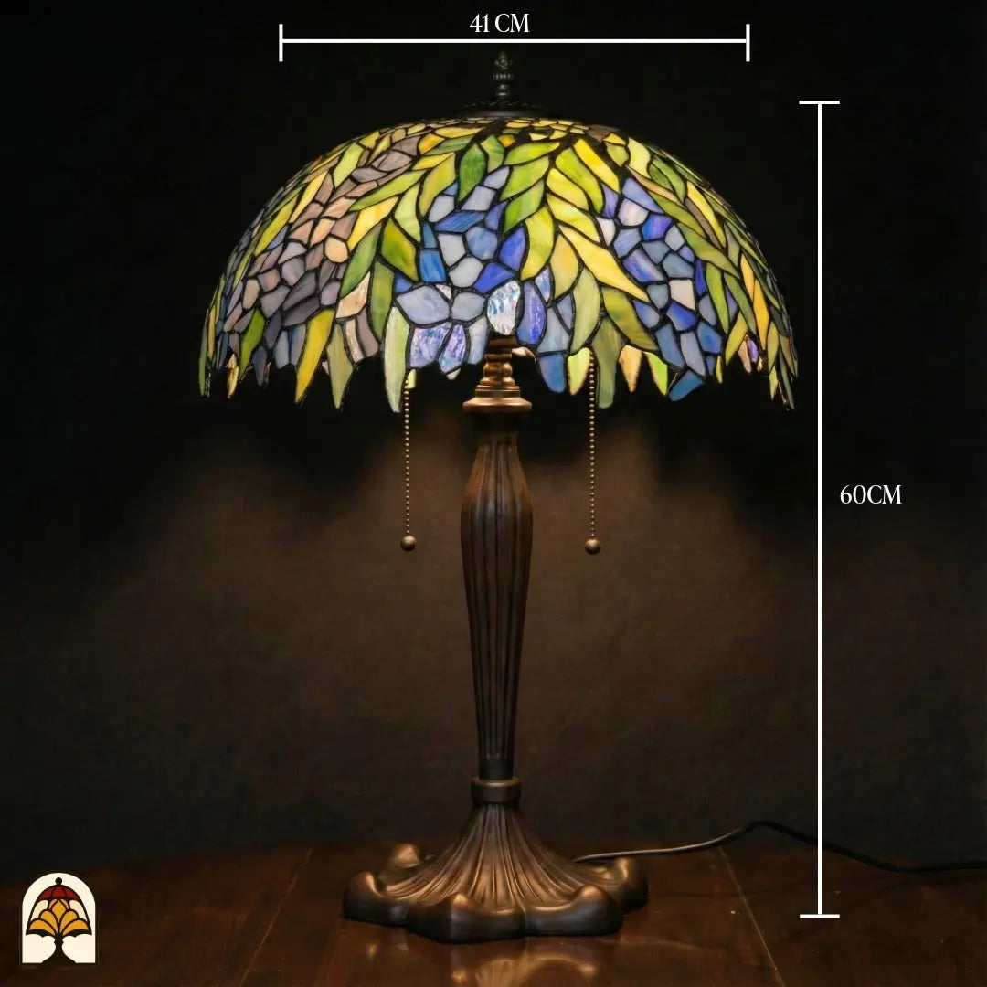 Schéma des dimensions lampe de table Tiffany Foglia Azzurra — diamètre de l'abat-jour ⌀41 cm, hauteur totale 60 cm