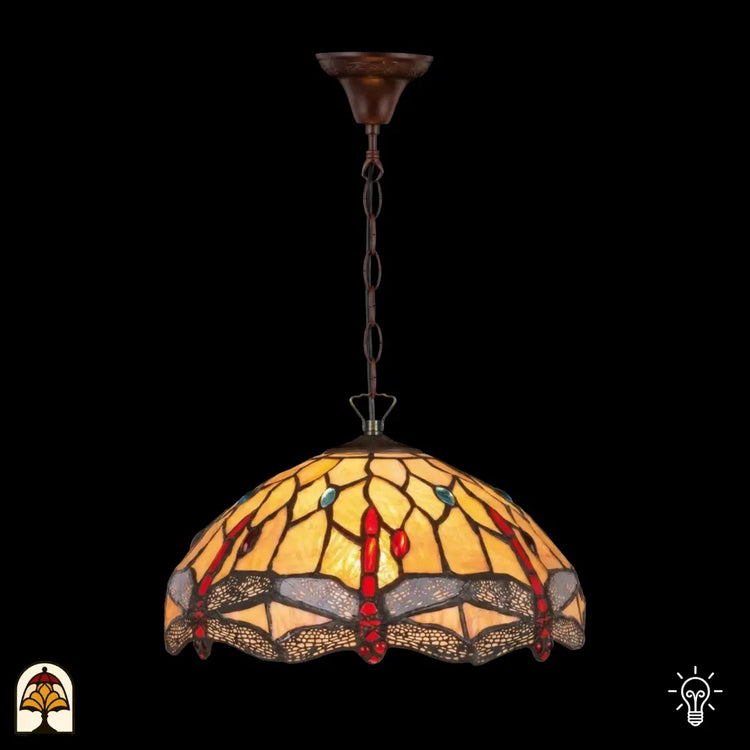 Tiffany lamp - Tiffany Hanglamp Libelle - ⌀25 cm De Sierkamer
