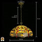 Maatafbeelding Tiffany hanglamp Libellula Aurelia ⌀50: kapbreedte 50 cm, plafondrozet 12 cm, ketting 40 cm verstelbaar, totale hoogte 90 cm