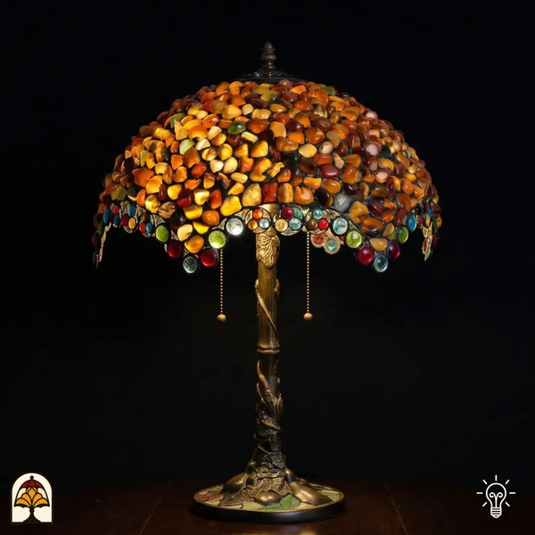 Lampe Tiffany - lampe de table - Mosaic Garden Amber Lumière Decor