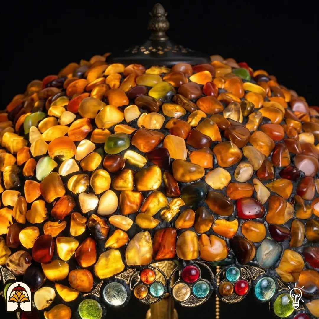 Lampe Tiffany - lampe de table - Mosaic Garden Amber Lumière Decor