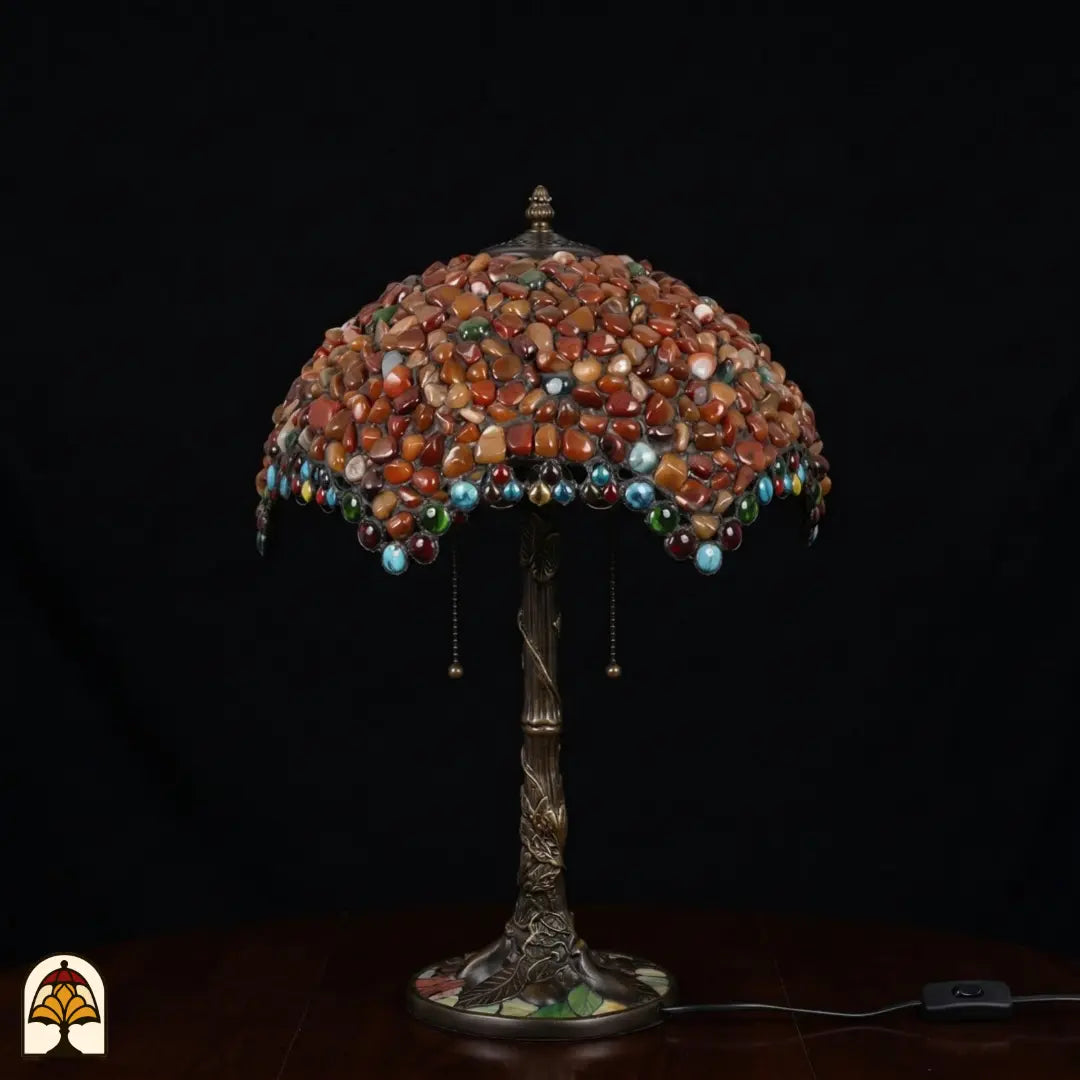 Lampe Tiffany - lampe de table - Mosaic Garden Amber Lumière Decor