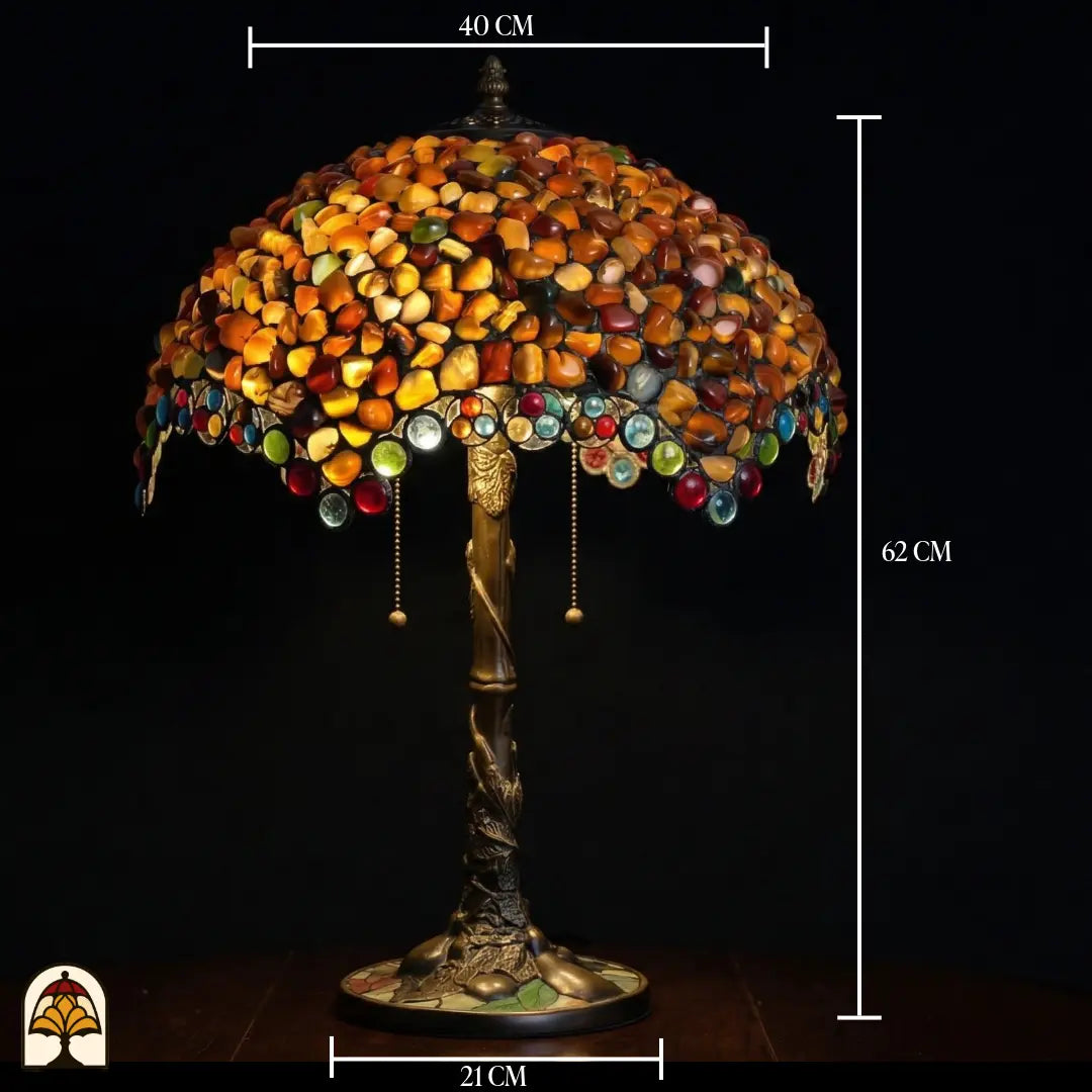 Lampe Tiffany - lampe de table - Mosaic Garden Amber Lumière Decor
