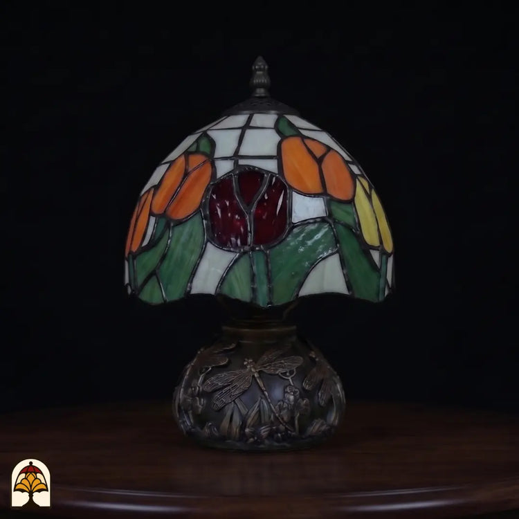 Tiffany tafellamp Holland Golden Tulip ⌀20 cm onverlicht – daglichtkleuren rood, geel en groen