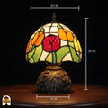 Tiffany tafellamp Holland Golden Tulip met afmetingen: 20 cm breed