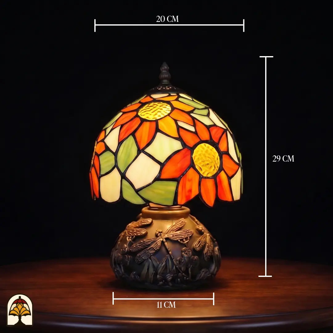 Lampe de table Tiffany Solea Radix avec dimensions : 20 cm de large