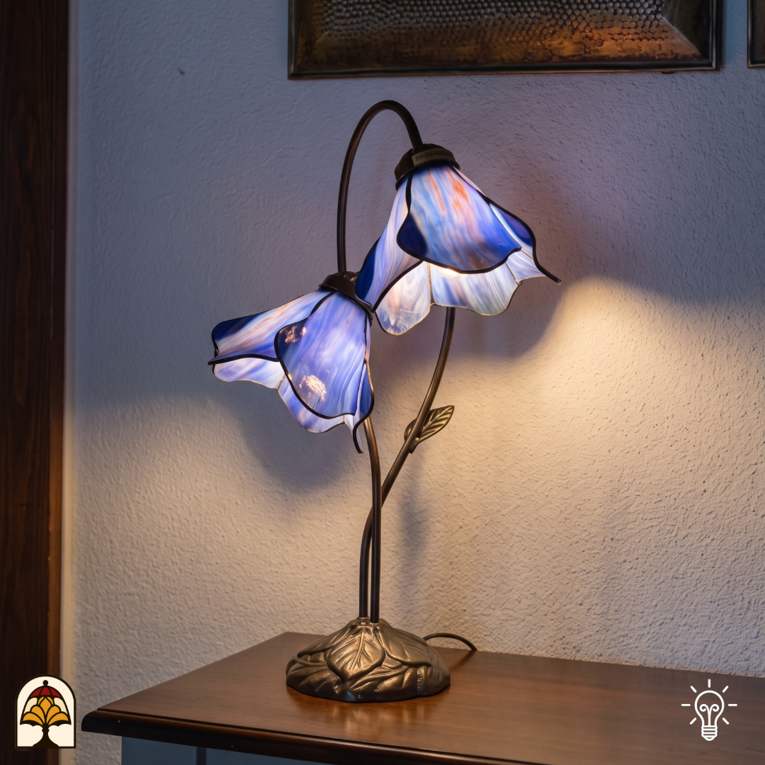 Tiffany tafellamp Lotus Viola Doppio ⌀20 cm – productfoto 3