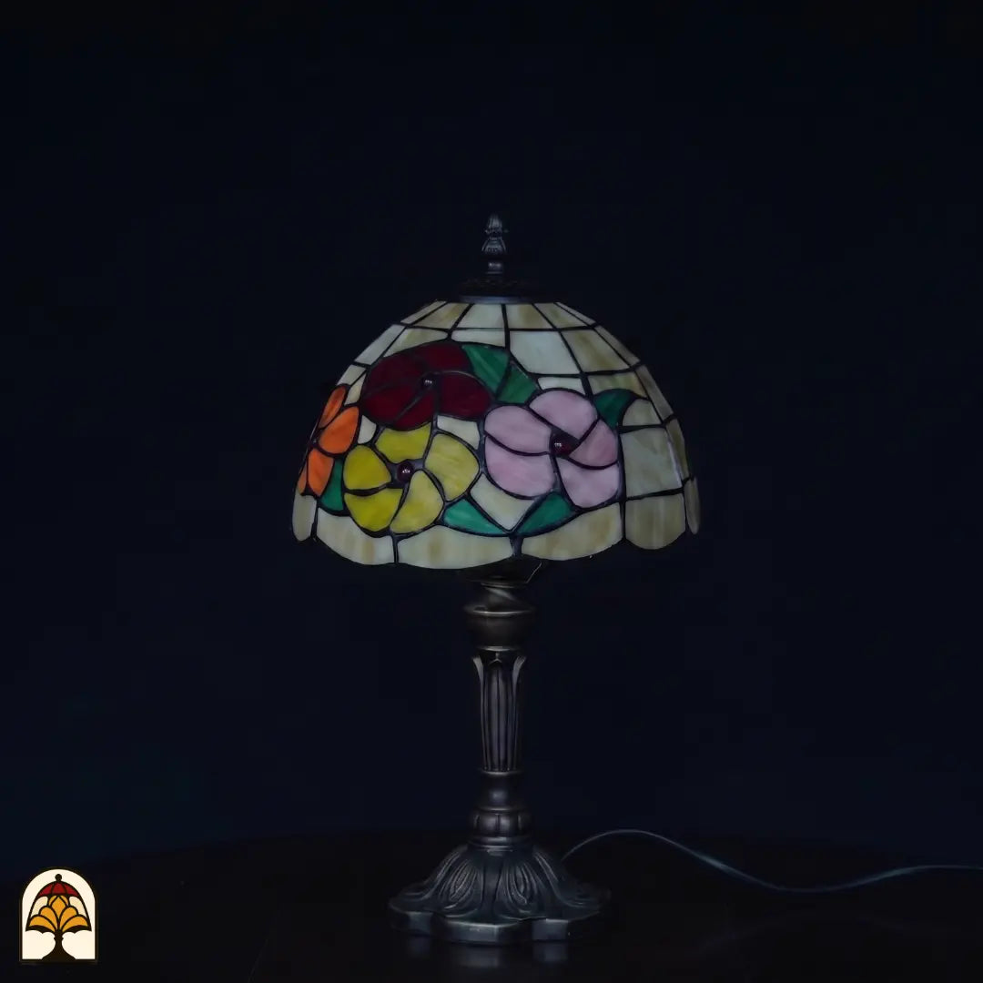 Lampe de table Tiffany Roseto Vivace ⌀20 cm éteinte – couleurs de jour rouge, orange et rose