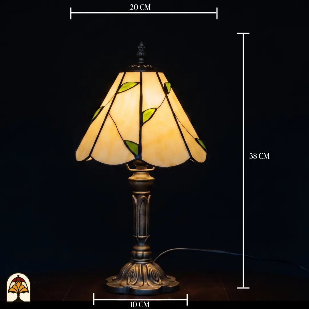 Lampe de table Tiffany Lumina Foliage avec dimensions : 20 cm de large