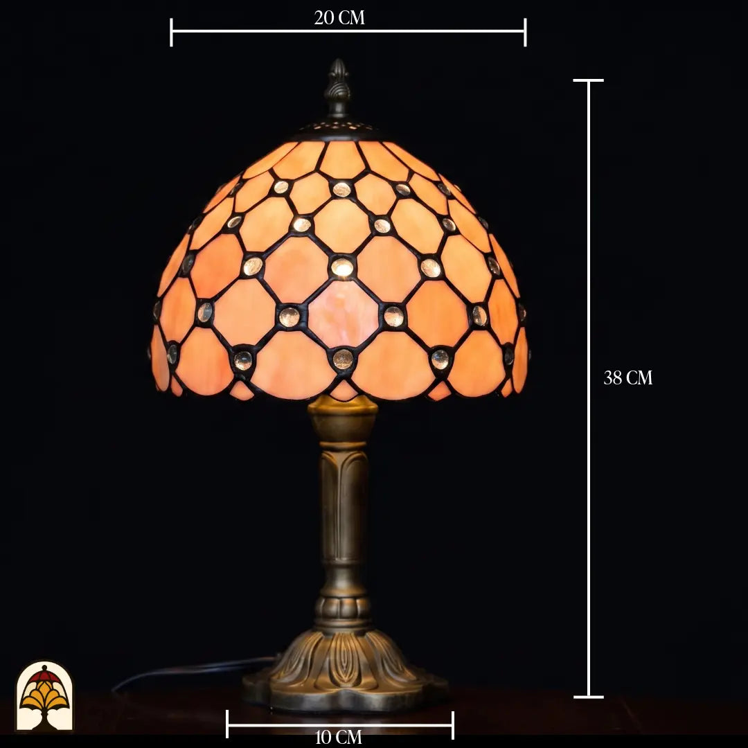 Lampe de table Tiffany Nuvola Rosa avec dimensions : 20 cm de large