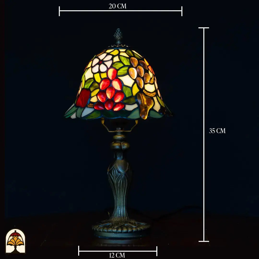 Schéma des dimensions lampe de table Tiffany Dolce Vita — diamètre de l'abat-jour ⌀20 cm, hauteur totale 35 cm, diamètre du pied 12 cm