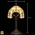 Afmetingen Tiffany tafellamp Gatto Nero: hoogte 36,5 cm, kapdiameter 20 cm, voet 11,5 cm