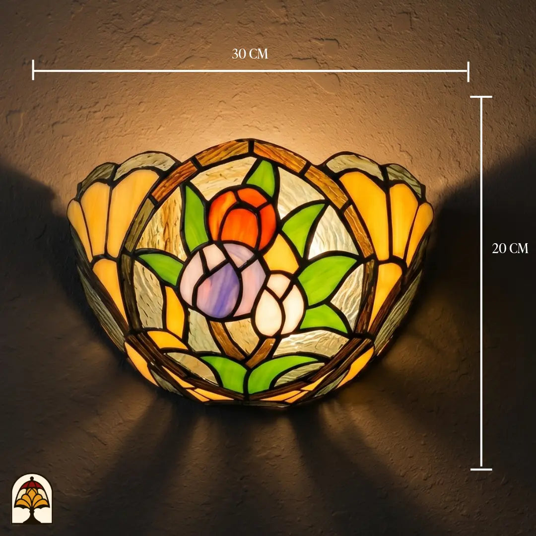 Applique murale Tiffany Tulipa Tricolore avec fixation murale